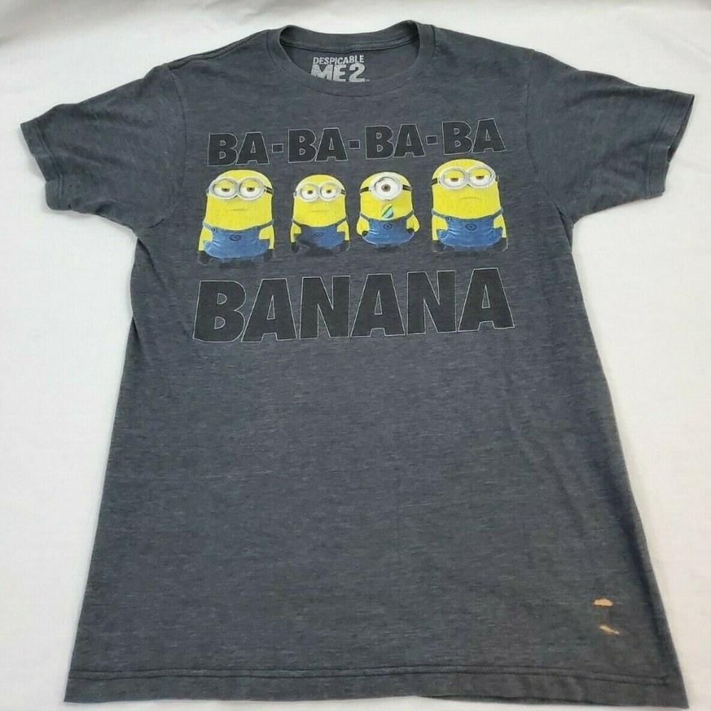 Minion Despicable Me 2 T-Shirt Gray BA BA BA Banana Graphic Men's Small
